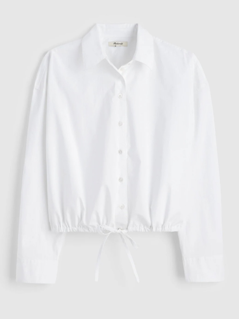 Madewell Cropped Drawstring Button-Down White Shirt NZ452 Brand New